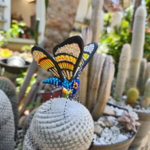 Butterflie Figurine Statue Oaxaca Mexican Folk Art Alebrije Sculpture, Wooden As Mexican Decoration, Made Of Wood And Carved By Hand