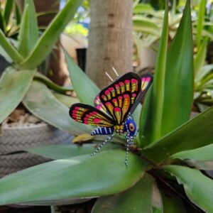 Butterflie Figurine Statue Oaxaca Mexican Folk Art Alebrije Sculpture, Wooden As Mexican Decoration, Made Of Wood And Carved By Hand