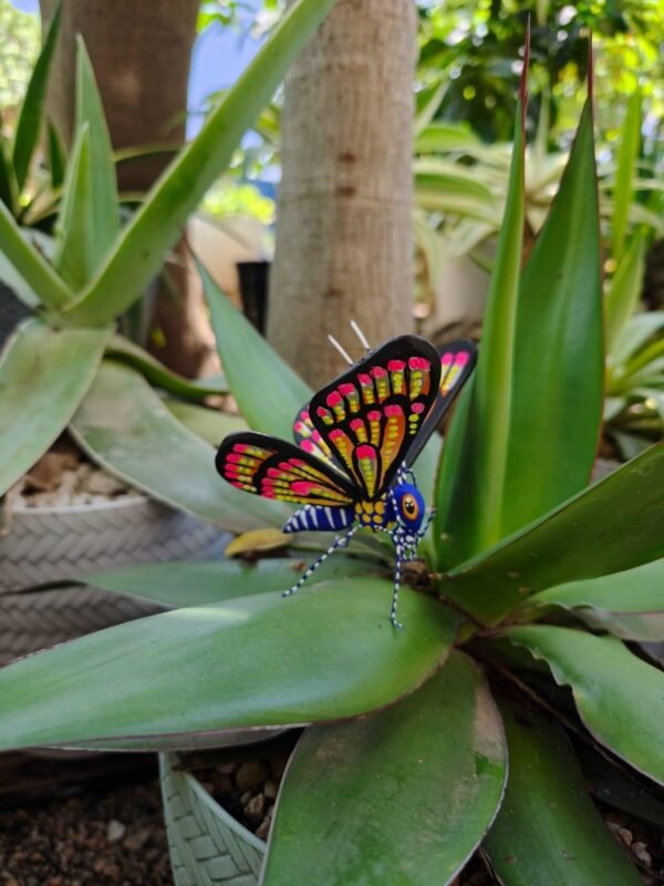 Butterflie Figurine Statue Oaxaca Mexican Folk Art Alebrije Sculpture, Wooden As Mexican Decoration, Made Of Wood And Carved By Hand