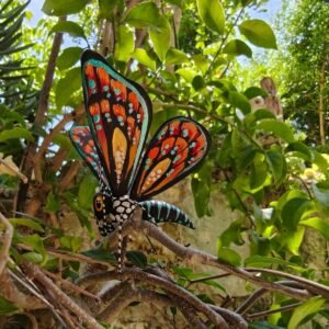 Butterflie Figurine Statue Oaxaca Mexican Folk Art Alebrije Sculpture, Wooden As Mexican Decoration, Made Of Wood And Carved By Hand