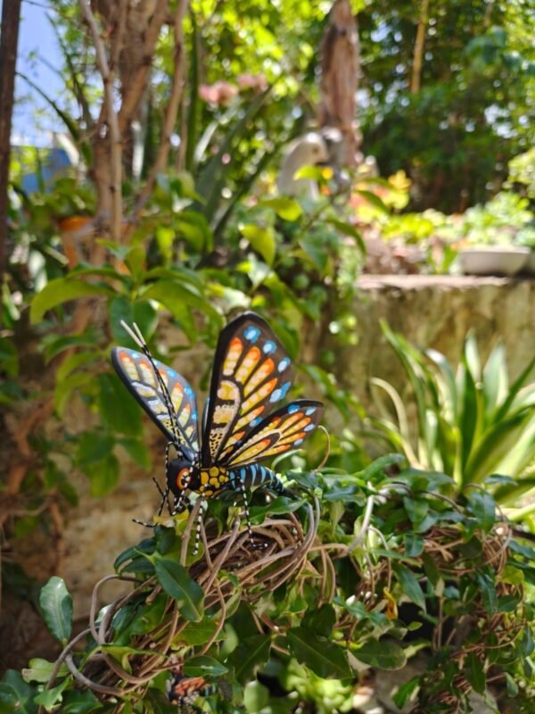 Butterflie Figurine Statue Oaxaca Mexican Folk Art Alebrije Sculpture, Wooden As Mexican Decoration, Made Of Wood And Carved By Hand - Image 2