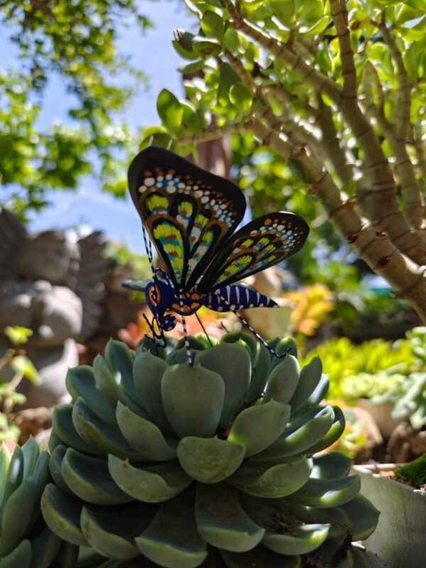 Butterflie Figurine Statue Oaxaca Mexican Folk Art Alebrije Sculpture, Wooden As Mexican Decoration, Made Of Wood And Carved By Hand