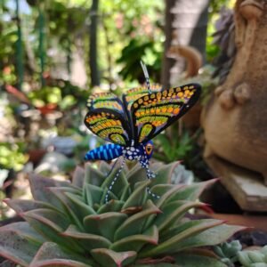 Butterflie Figurine Statue Oaxaca Mexican Folk Art Alebrije Sculpture, Wooden As Mexican Decoration, Made Of Wood And Carved By Hand