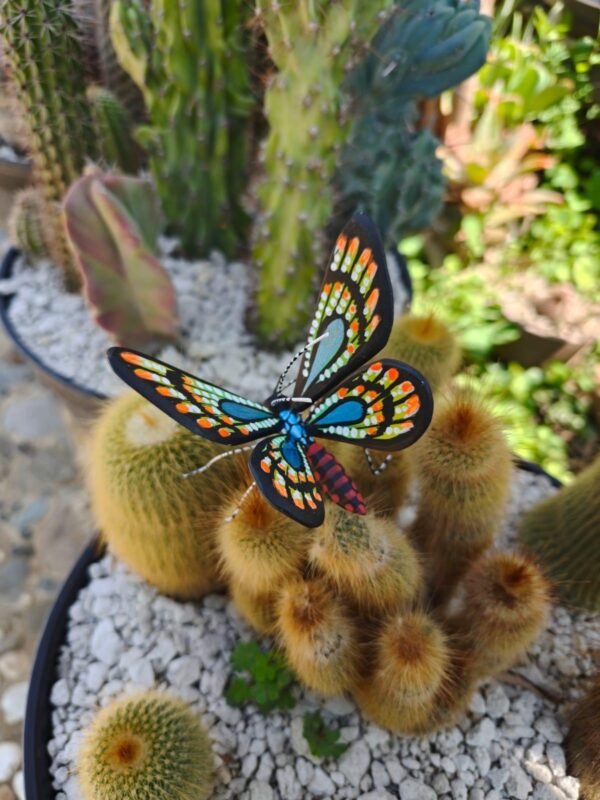 Butterflie Figurine Statue Oaxaca Mexican Folk Art Alebrije Sculpture, Wooden As Mexican Decoration, Made Of Wood And Carved By Hand - Image 2