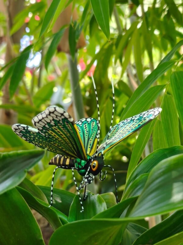 Butterflie Figurine Statue Oaxaca Mexican Folk Art Alebrije Sculpture, Wooden As Mexican Decoration, Made Of Wood And Carved By Hand