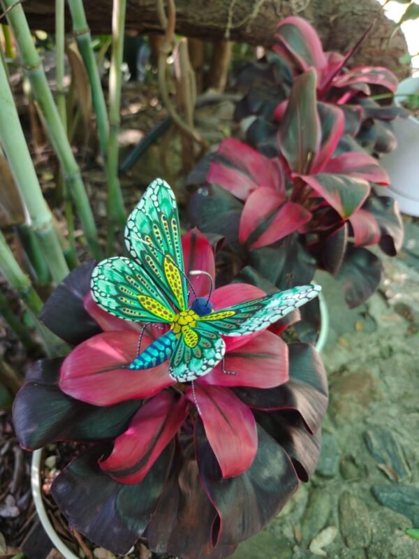 Butterflie Figurine Statue Oaxaca Mexican Folk Art Alebrije Sculpture, Wooden As Mexican Decoration, Made Of Wood And Carved By Hand - Image 2