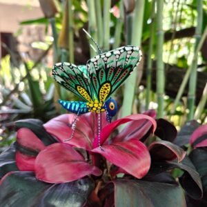 Butterflie Figurine Statue Oaxaca Mexican Folk Art Alebrije Sculpture, Wooden As Mexican Decoration, Made Of Wood And Carved By Hand