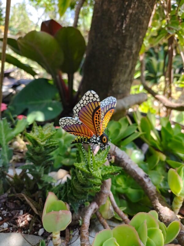 Butterflie Figurine Statue Oaxaca Mexican Folk Art Alebrije Sculpture, Wooden As Mexican Decoration, Made Of Wood And Carved By Hand - Image 2