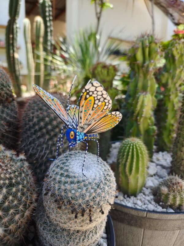 Butterflie Figurine Statue Oaxaca Mexican Folk Art Alebrije Sculpture, Wooden As Mexican Decoration, Made Of Wood And Carved By Hand