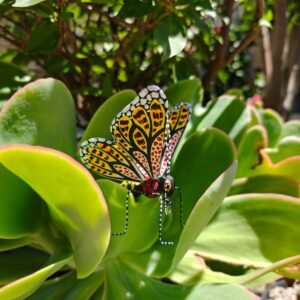 Butterflie Figurine Statue Oaxaca Mexican Folk Art Alebrije Sculpture, Wooden As Mexican Decoration, Made Of Wood And Carved By Hand