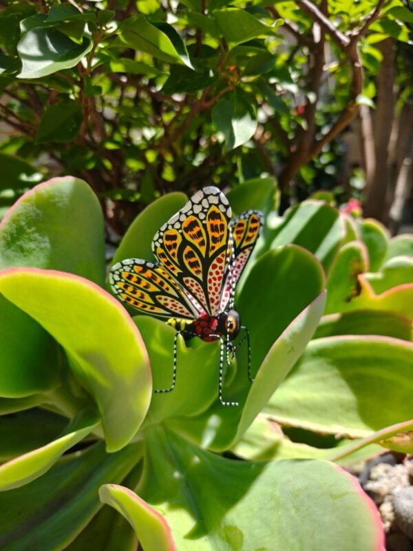 Butterflie Figurine Statue Oaxaca Mexican Folk Art Alebrije Sculpture, Wooden As Mexican Decoration, Made Of Wood And Carved By Hand