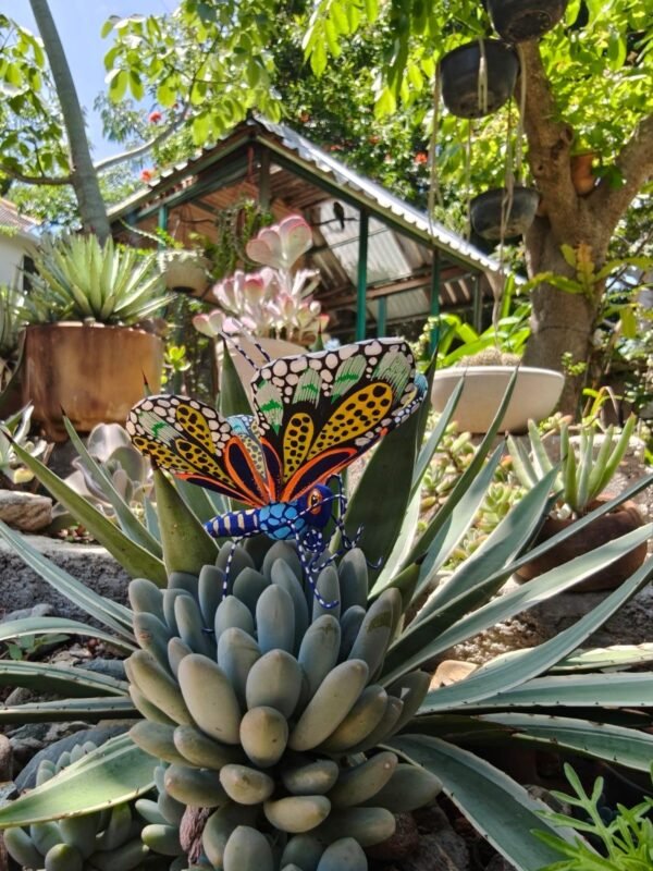 Butterflie Figurine Statue Oaxaca Mexican Folk Art Alebrije Sculpture, Wooden As Mexican Decoration, Made Of Wood And Carved By Hand
