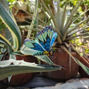 Butterflie Figurine Statue Oaxaca Mexican Folk Art Alebrije Sculpture, Wooden As Mexican Decoration, Made Of Wood And Carved By Hand