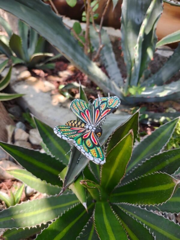 Butterflie Figurine Statue Oaxaca Mexican Folk Art Alebrije Sculpture, Wooden As Mexican Decoration, Made Of Wood And Carved By Hand - Image 2