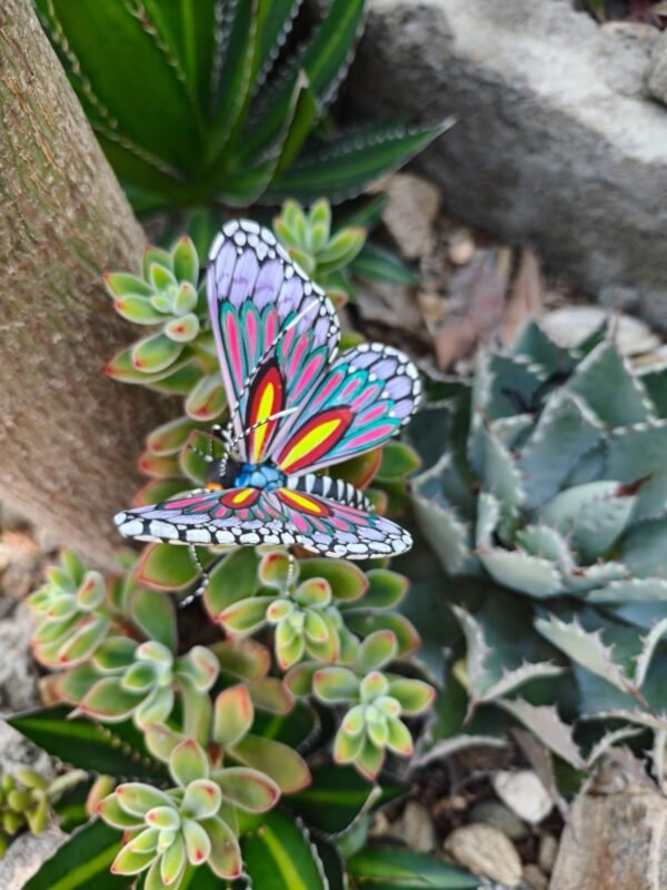Butterflie Figurine Statue Oaxaca Mexican Folk Art Alebrije Sculpture, Wooden As Mexican Decoration, Made Of Wood And Carved By Hand - Image 2