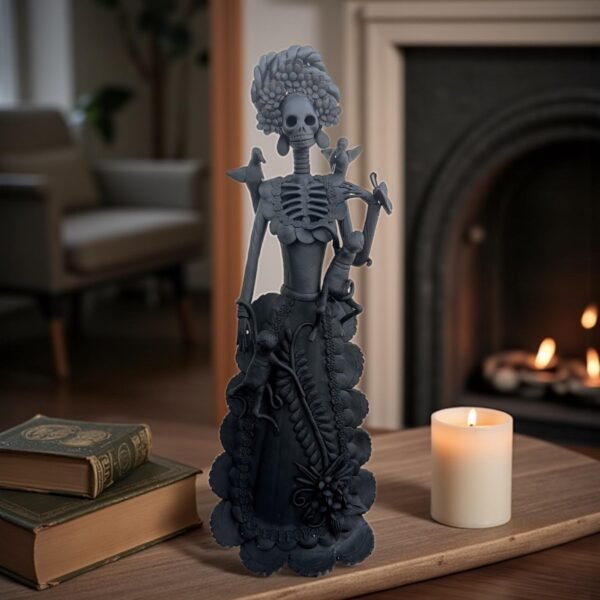 18” Catrina Michoacán Original Clay Handcrafted Frida Kahlo Doll  Day Of The Dead  Human Skeleton  Mexican Decorations  Sugar Skull