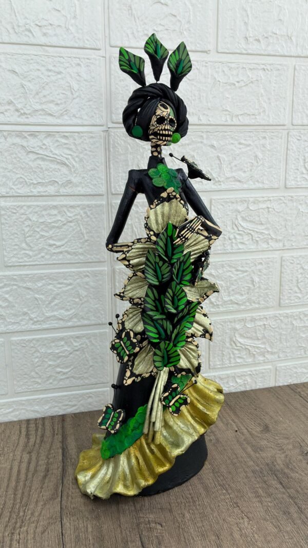 Catrina Skull Frida Kahlo Doll  Michoacan Mexico Made by Artisans Day Of The Dead  Human Skeleton  Mexican Decorations  Sugar Skull 13.8” T - Image 2