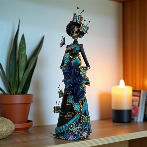 Catrina Skull Frida Kahlo Doll  Michoacan Mexico Made by Artisans Day Of The Dead  Human Skeleton  Mexican Decorations  Sugar Skull 13.8” T