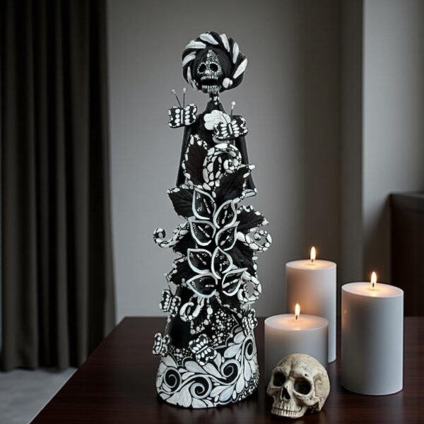 Catrina Skull Frida Kahlo Doll  Michoacan Mexico Made by Artisans Day Of The Dead  Human Skeleton  Mexican Decorations  Sugar Skull 13.8” T