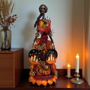 Catrina Skull Frida Kahlo Doll  Michoacan Mexico Made by Artisans Day Of The Dead  Human Skeleton  Mexican Decorations  Sugar Skull 13.8” T