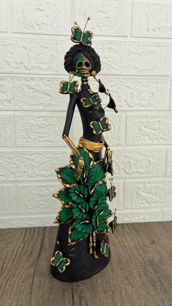 Catrina Skull Frida Kahlo Doll  Michoacan Mexico Made by Artisans Day Of The Dead  Human Skeleton  Mexican Decorations  Sugar Skull 13.8” T - Image 2
