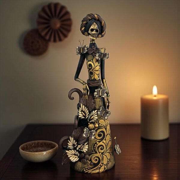 Catrina Skull Frida Kahlo Doll  Michoacan Mexico Made by Artisans Day Of The Dead  Human Skeleton  Mexican Decorations  Sugar Skull 13.8” T
