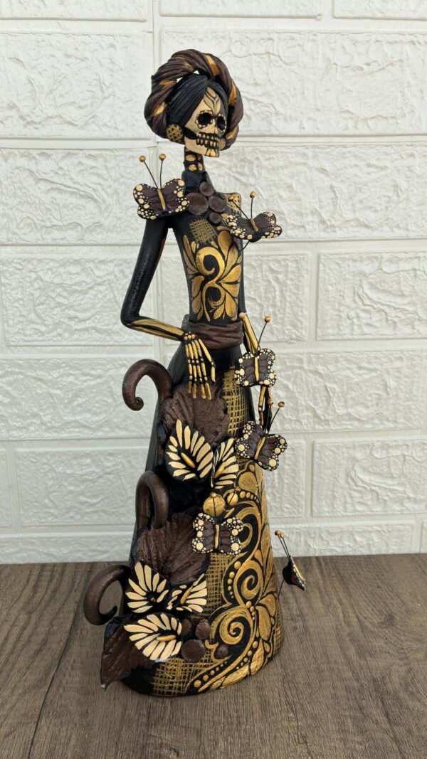 Catrina Skull Frida Kahlo Doll  Michoacan Mexico Made by Artisans Day Of The Dead  Human Skeleton  Mexican Decorations  Sugar Skull 13.8” T - Image 2