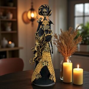 Catrina Skull Frida Kahlo Doll  Michoacan Mexico Made by Artisans Day Of The Dead  Human Skeleton  Mexican Decorations  Sugar Skull 13.8” T