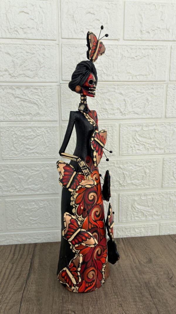 Catrina Skull Frida Kahlo Doll  Michoacan Mexico Made by Artisans Day Of The Dead  Human Skeleton  Mexican Decorations  Sugar Skull 13.8” T - Image 2