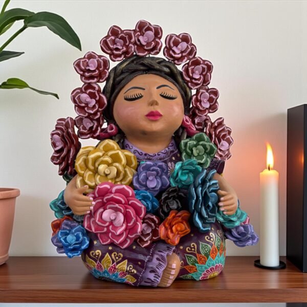 Pachamama Handmade Sculpture – Mexican Mother Earth Art, Colorful Clay Figurine, Spiritual Decor, Indigenous Folk Art, Home Decor Metepec