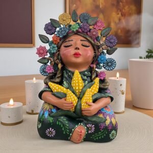 Pachamama Handmade Sculpture – Mexican Mother Earth Art, Colorful Clay Figurine, Spiritual Decor, Indigenous Folk Art, Home Decor Metepec