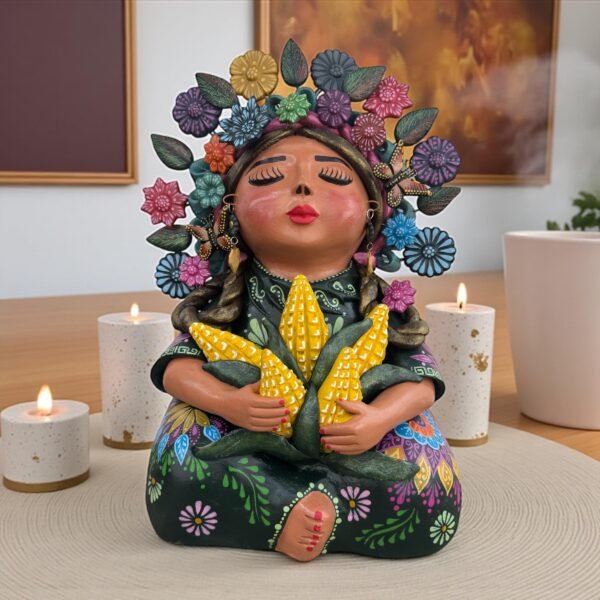 Pachamama Handmade Sculpture – Mexican Mother Earth Art, Colorful Clay Figurine, Spiritual Decor, Indigenous Folk Art, Home Decor Metepec