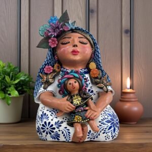 Pachamama Handmade Sculpture – Mexican Mother Earth Art, Colorful Clay Figurine, Spiritual Decor, Indigenous Folk Art, Home Decor Metepec