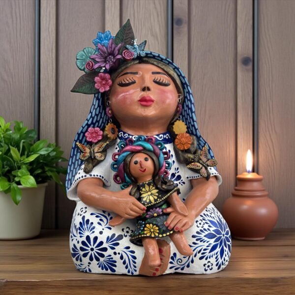 Pachamama Handmade Sculpture – Mexican Mother Earth Art, Colorful Clay Figurine, Spiritual Decor, Indigenous Folk Art, Home Decor Metepec
