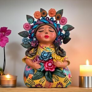 Pachamama Handmade Sculpture – Mexican Mother Earth Art, Colorful Clay Figurine, Spiritual Decor, Indigenous Folk Art, Home Decor Metepec