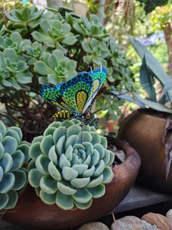 Butterflie Figurine Statue Oaxaca Mexican Folk Art Alebrije Sculpture, Wooden As Mexican Decoration, Made Of Wood And Carved By Hand