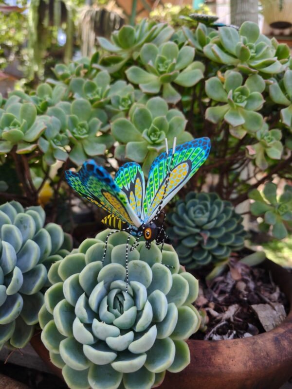 Butterflie Figurine Statue Oaxaca Mexican Folk Art Alebrije Sculpture, Wooden As Mexican Decoration, Made Of Wood And Carved By Hand - Image 2