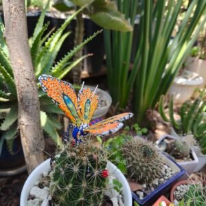 Butterflie Figurine Statue Oaxaca Mexican Folk Art Alebrije Sculpture, Wooden As Mexican Decoration, Made Of Wood And Carved By Hand
