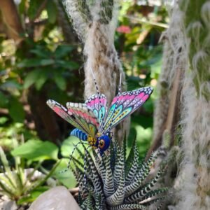 Butterflie Figurine Statue Oaxaca Mexican Folk Art Alebrije Sculpture, Wooden As Mexican Decoration, Made Of Wood And Carved By Hand