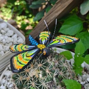 Butterflie Figurine Statue Oaxaca Mexican Folk Art Alebrije Sculpture, Wooden As Mexican Decoration, Made Of Wood And Carved By Hand