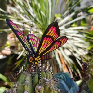 Butterflie Figurine Statue Oaxaca Mexican Folk Art Alebrije Sculpture, Wooden As Mexican Decoration, Made Of Wood And Carved By Hand