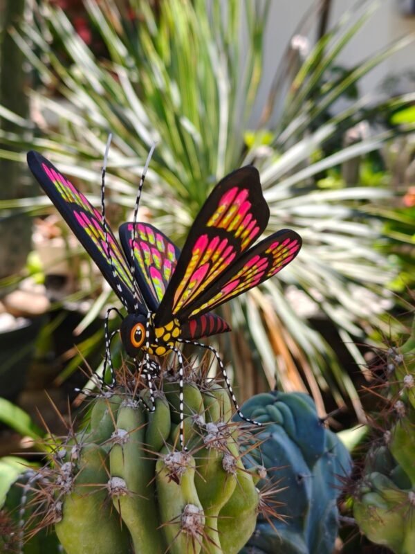 Butterflie Figurine Statue Oaxaca Mexican Folk Art Alebrije Sculpture, Wooden As Mexican Decoration, Made Of Wood And Carved By Hand