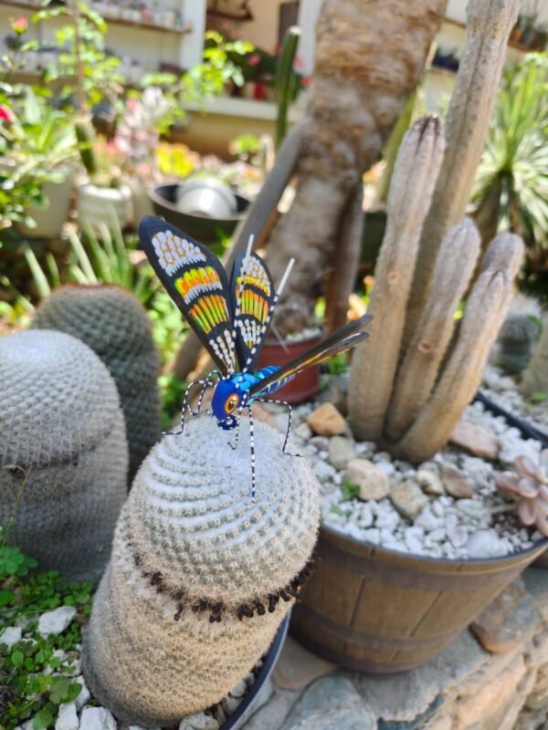 Butterflie Figurine Statue Oaxaca Mexican Folk Art Alebrije Sculpture, Wooden As Mexican Decoration, Made Of Wood And Carved By Hand - Image 2