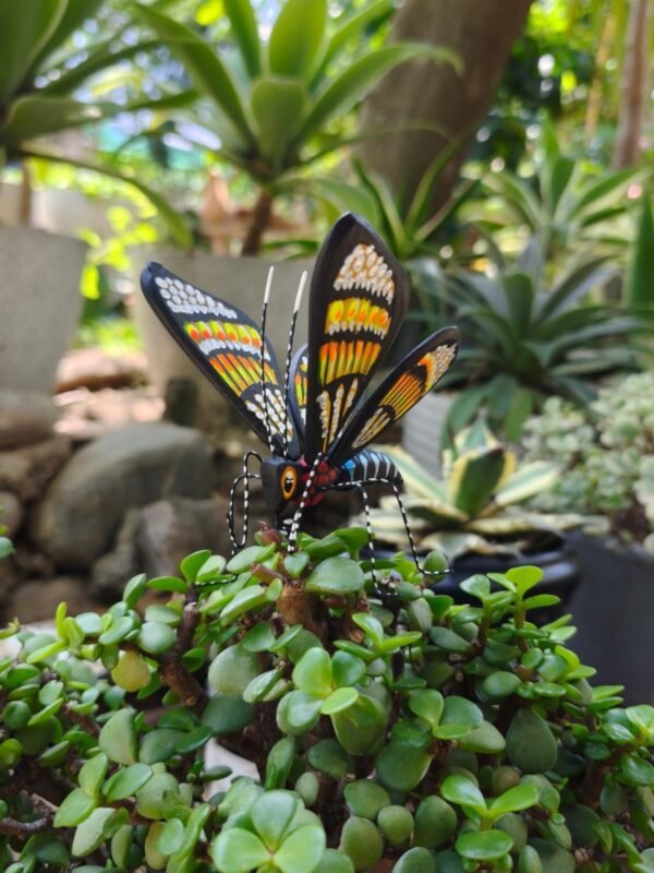 Butterflie Figurine Statue Oaxaca Mexican Folk Art Alebrije Sculpture, Wooden As Mexican Decoration, Made Of Wood And Carved By Hand