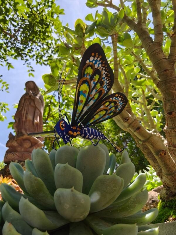 Butterflie Figurine Statue Oaxaca Mexican Folk Art Alebrije Sculpture, Wooden As Mexican Decoration, Made Of Wood And Carved By Hand - Image 2