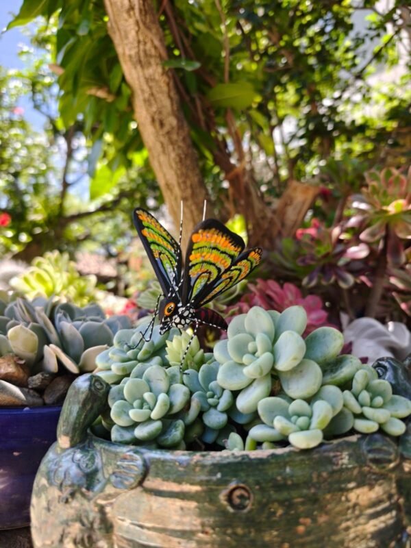 Butterflie Figurine Statue Oaxaca Mexican Folk Art Alebrije Sculpture, Wooden As Mexican Decoration, Made Of Wood And Carved By Hand - Image 2