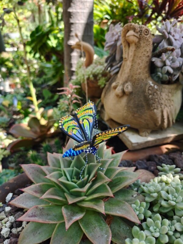 Butterflie Figurine Statue Oaxaca Mexican Folk Art Alebrije Sculpture, Wooden As Mexican Decoration, Made Of Wood And Carved By Hand - Image 2