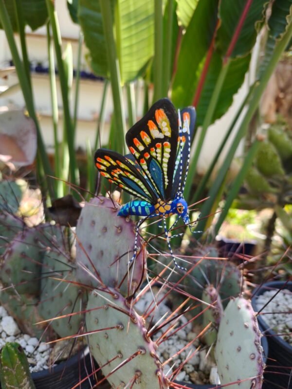 Butterflie Figurine Statue Oaxaca Mexican Folk Art Alebrije Sculpture, Wooden As Mexican Decoration, Made Of Wood And Carved By Hand - Image 2