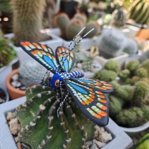 Butterflie Figurine Statue Oaxaca Mexican Folk Art Alebrije Sculpture, Wooden As Mexican Decoration, Made Of Wood And Carved By Hand