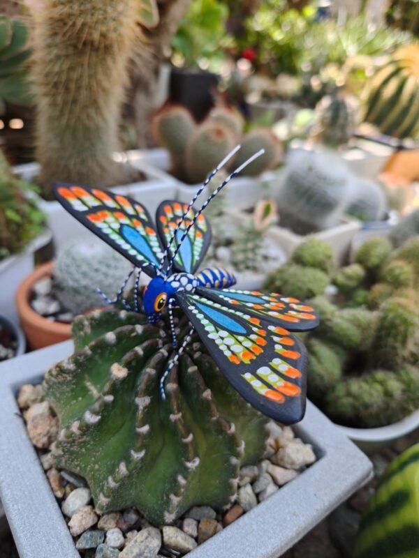 Butterflie Figurine Statue Oaxaca Mexican Folk Art Alebrije Sculpture, Wooden As Mexican Decoration, Made Of Wood And Carved By Hand